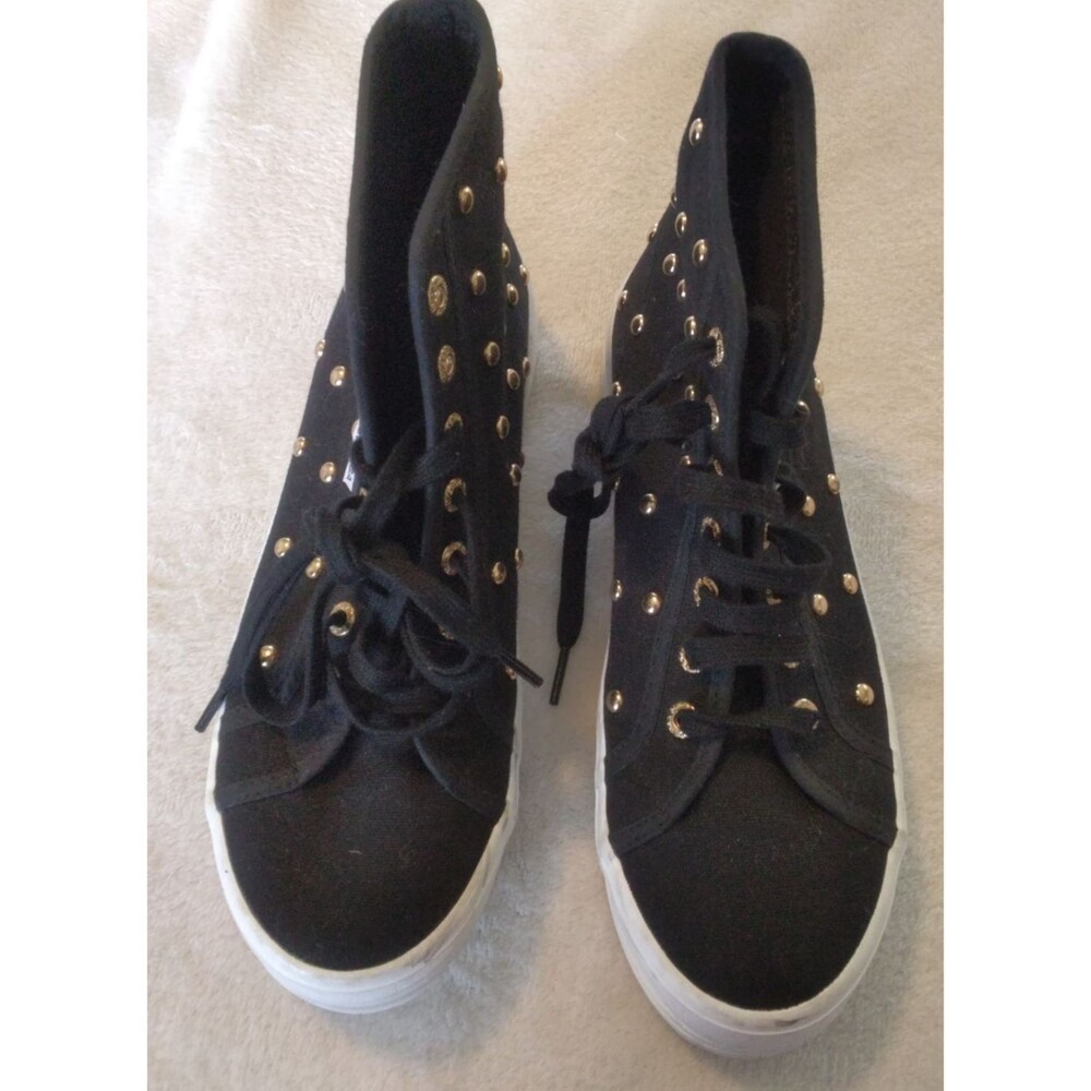SUPERGA Canvas Black Studs High Top Casual Sneakers Shoes Sz 7.5 Pre Owned